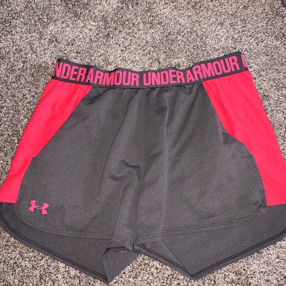 Under armor pink/gray shorts